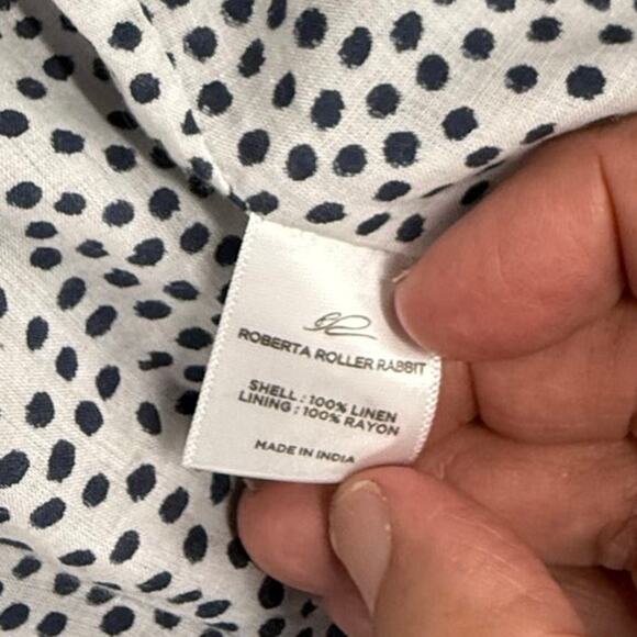 Roberta Roller Rabbit 100% Linen Leaf Embroidered Blazer Cardigan Womens M/L - Picture 6 of 11